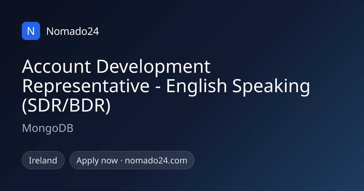 Account Development Representative - English…, MongoDB | Nomado24