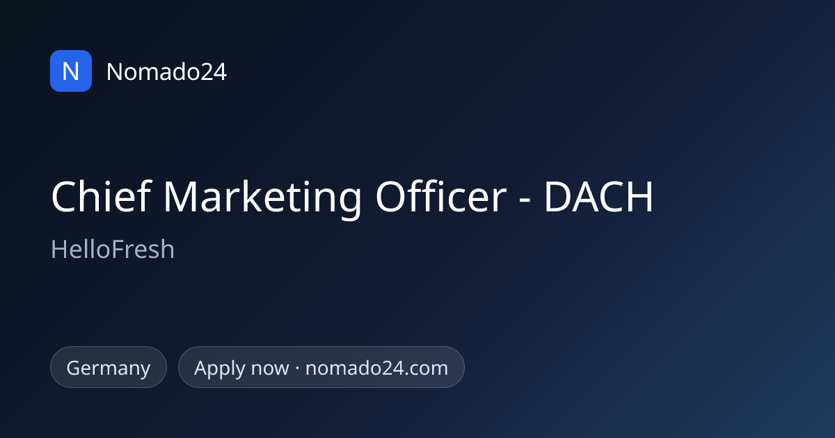 Chief Marketing Officer - DACH, HelloFresh | Nomado24