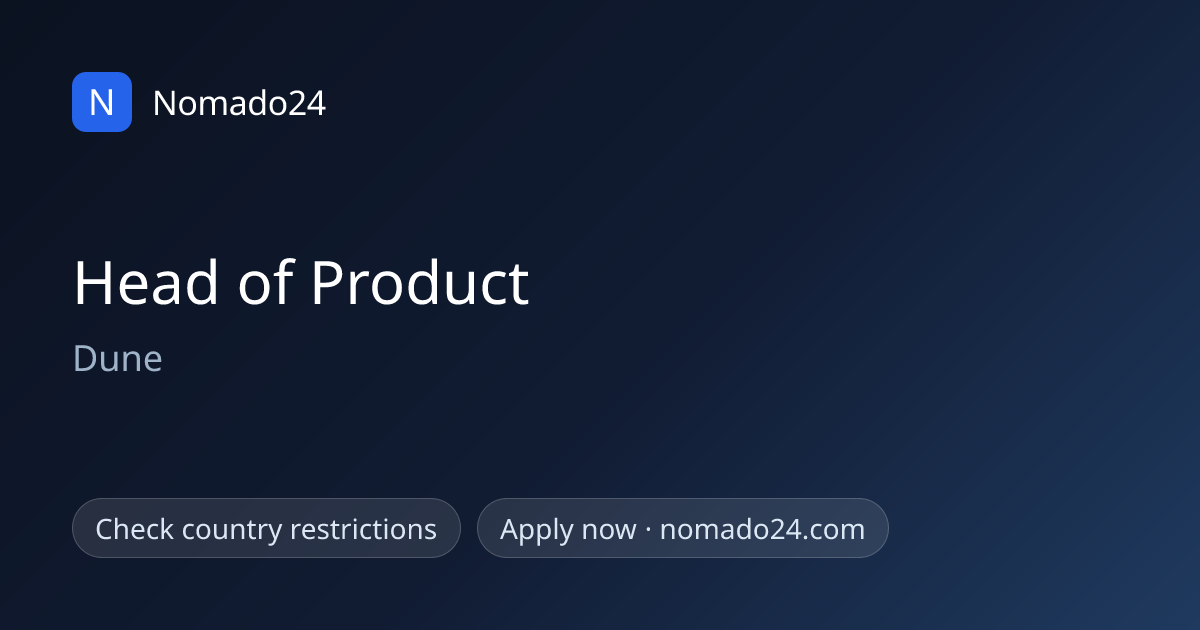 Head of Product, Dune · Remote | Nomado24