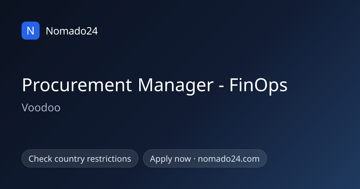 Procurement Manager - FinOps, Voodoo | Nomado24