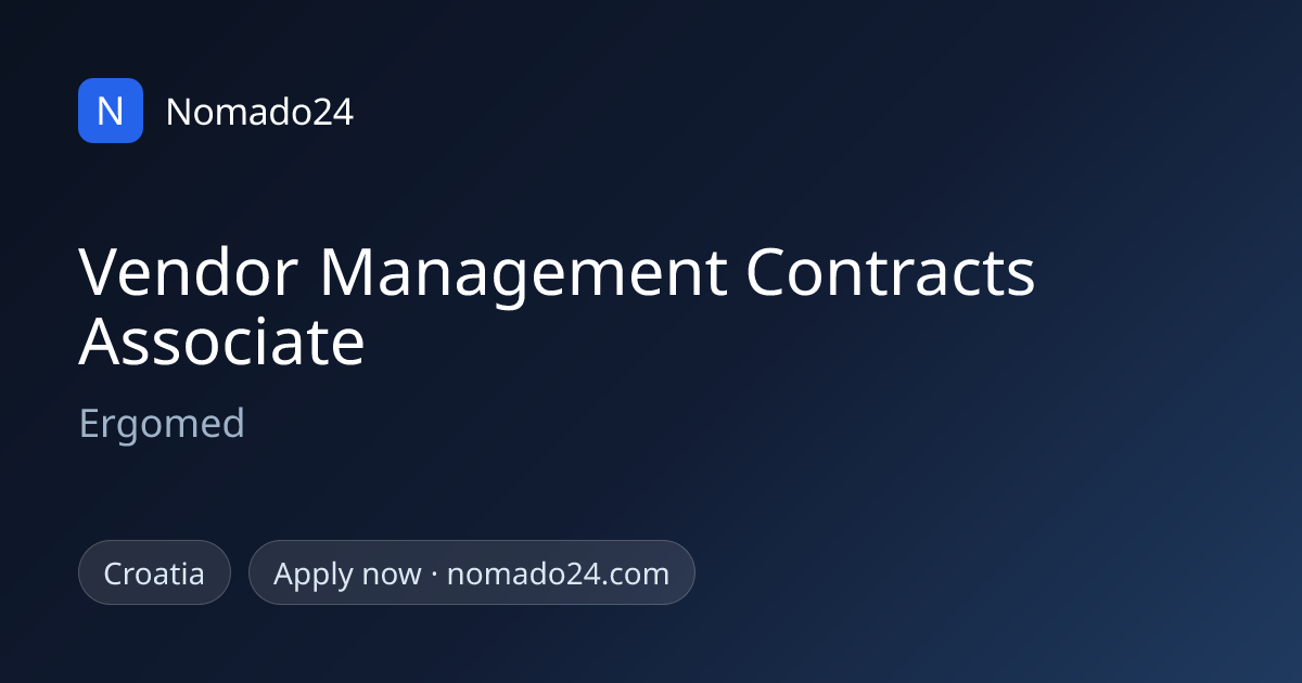 Vendor Management Contracts Associate, Ergomed | Nomado24